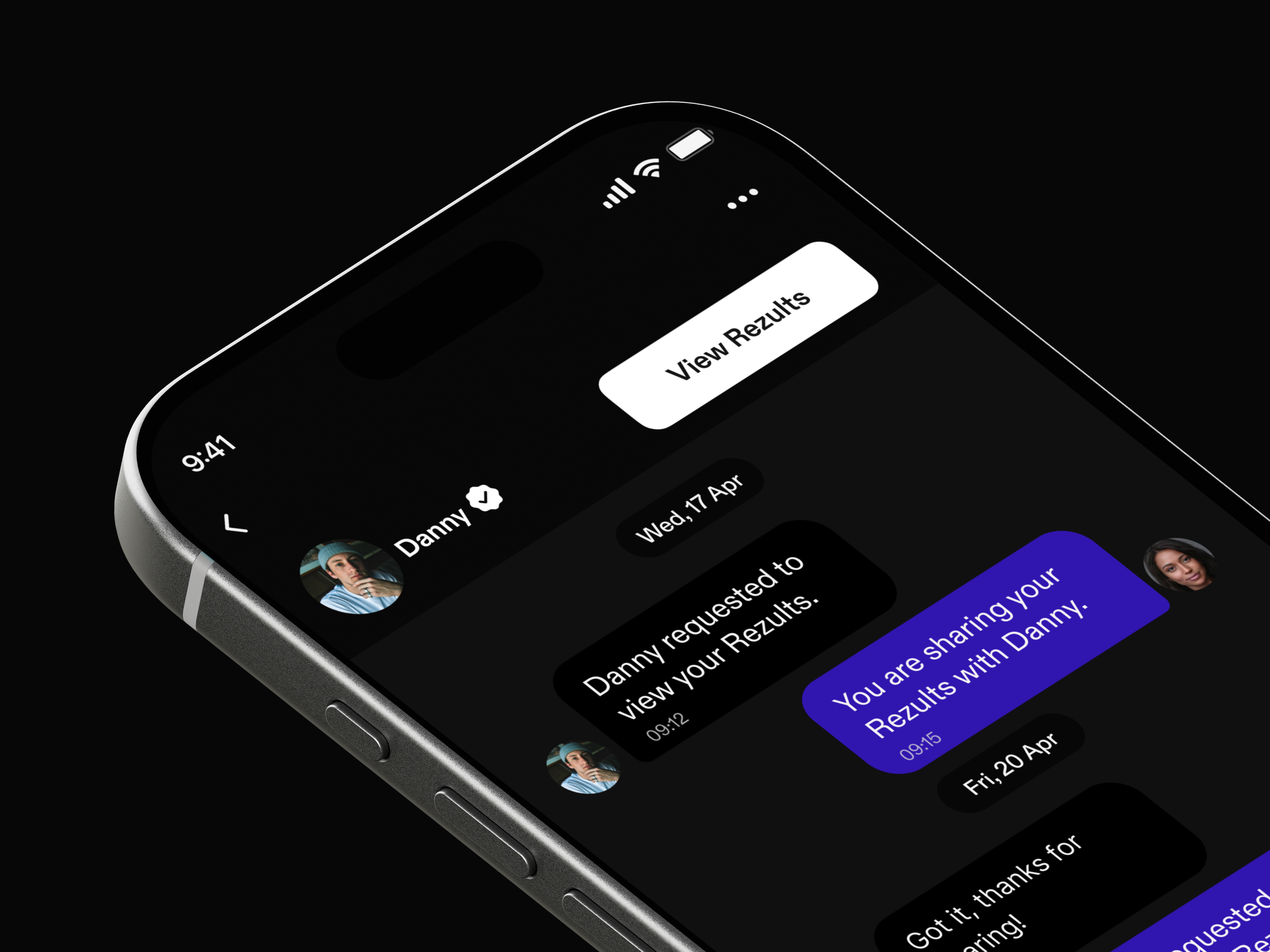 Request and receive Rezults in chat